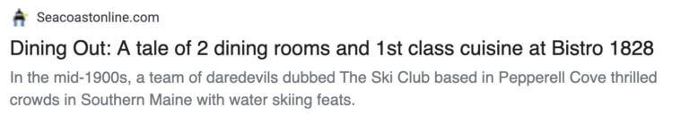 Seacoastonline.com news clipping about 1st cuisine at Bistro 1828