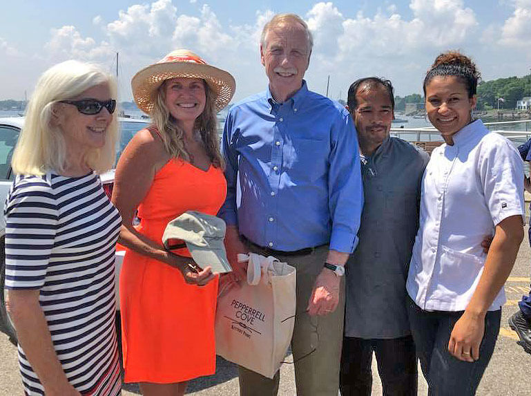 Maine Senator Angus King after lunch at Pepperrell Cove